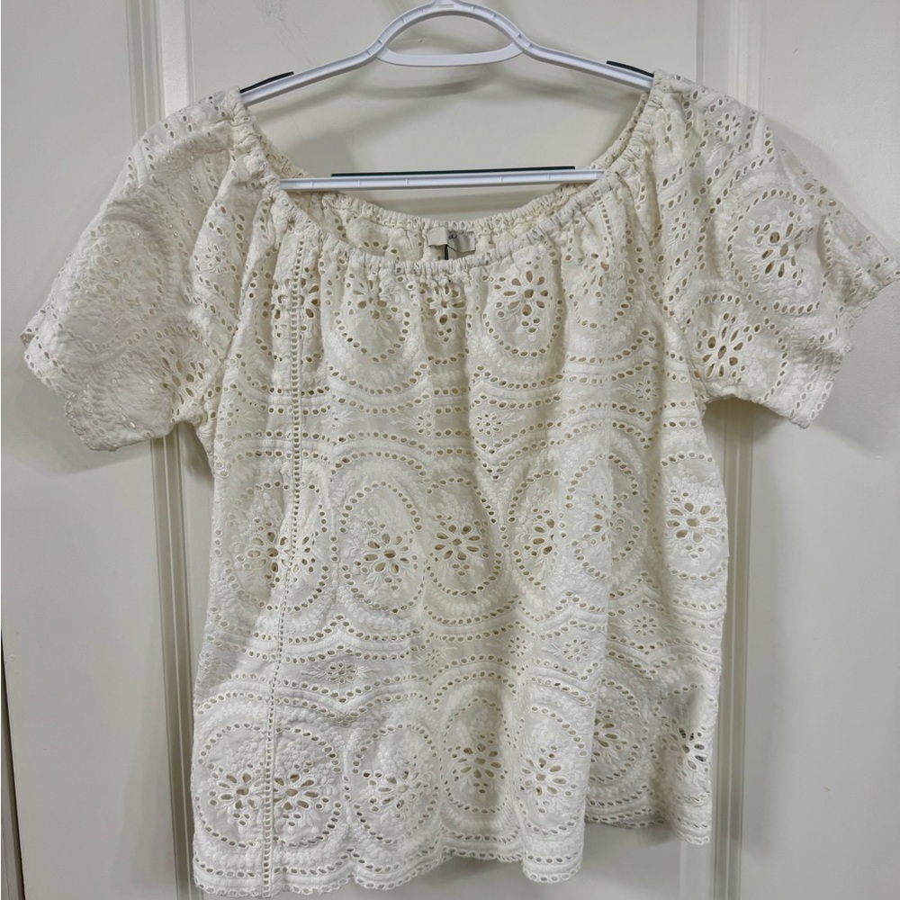 Joie Cream Eyelet Women's Blouse - Picture 3 of 5